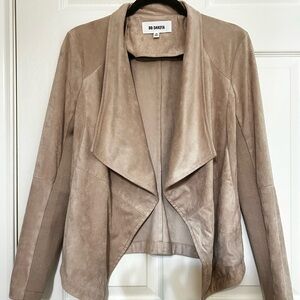 BB Dakota Faux Suede Waterfall Long Sleeve Layering Jacket‎ Medium Beige Pink